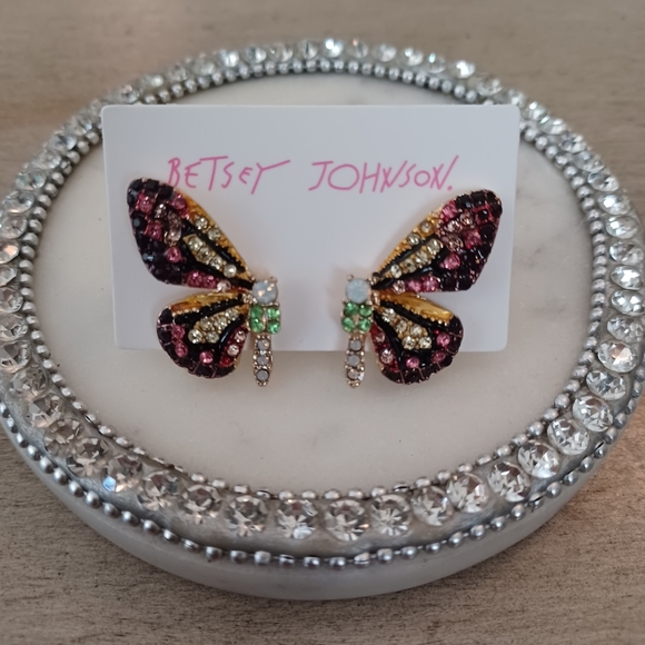 None Jewelry - Purple and Yellow Butterfly Stud Earrings